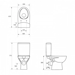 VZOREK CERSANIT PARVA NEW WC KOMBI 477 CLEANON 010 3/6 BEZ SEDÁTKA (K27-062) Rimless