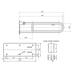 HANDICAP madlo sklopné 813mm, nerez lesk