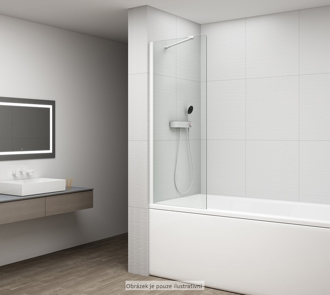 FISA vanová zástěna 600x1500mm, bílá mat, čiré sklo
