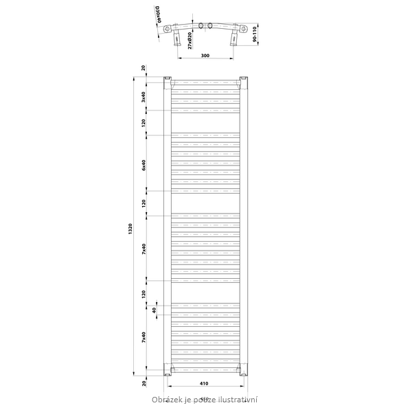 ORBIT otopné těleso s bočním připojením 450x960 mm, bílá