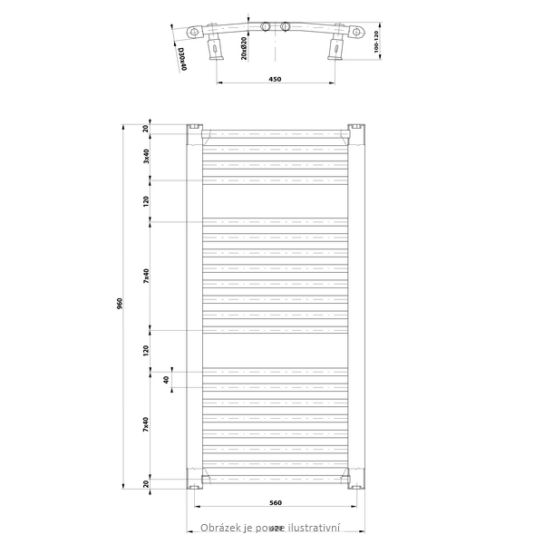 ORBIT otopné těleso s bočním připojením 600x960 mm, bílá